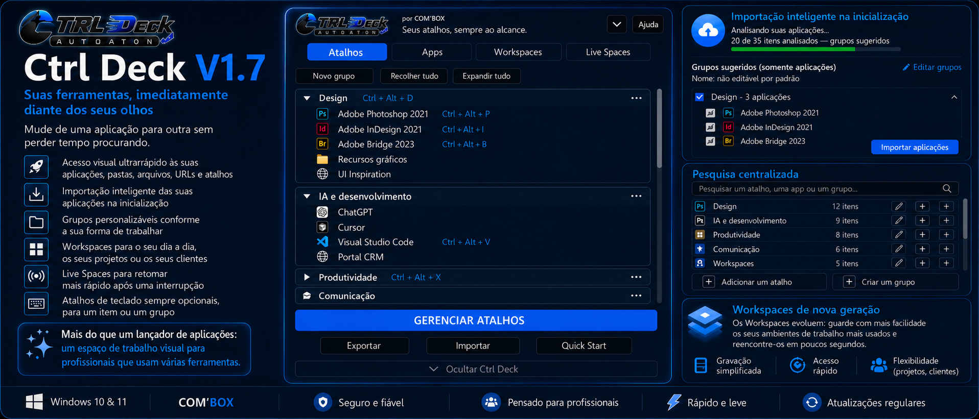 Visão geral Ctrl Deck V1.7 — próxima evolução em preparação