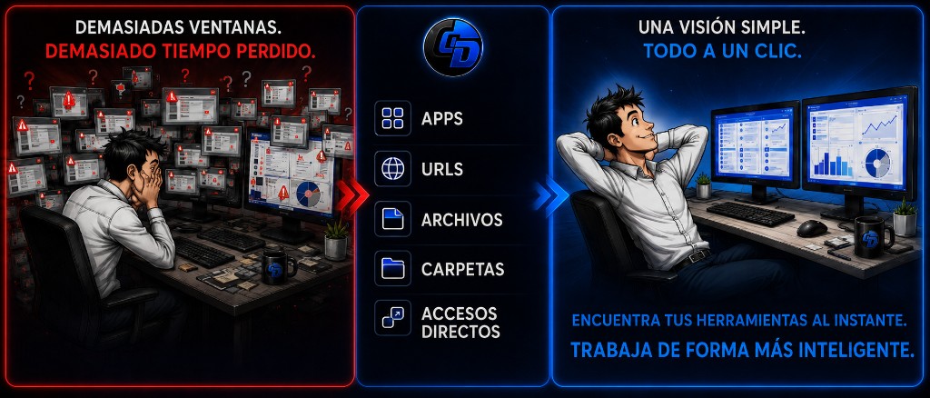 Ilustración Ctrl Deck — de demasiadas ventanas a una visión simple